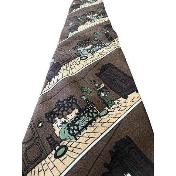 New Vintage Gino Pompeii Silk Tie Handmade Italy Comic Retro 57 x 4.5 - Picture 5 of 8